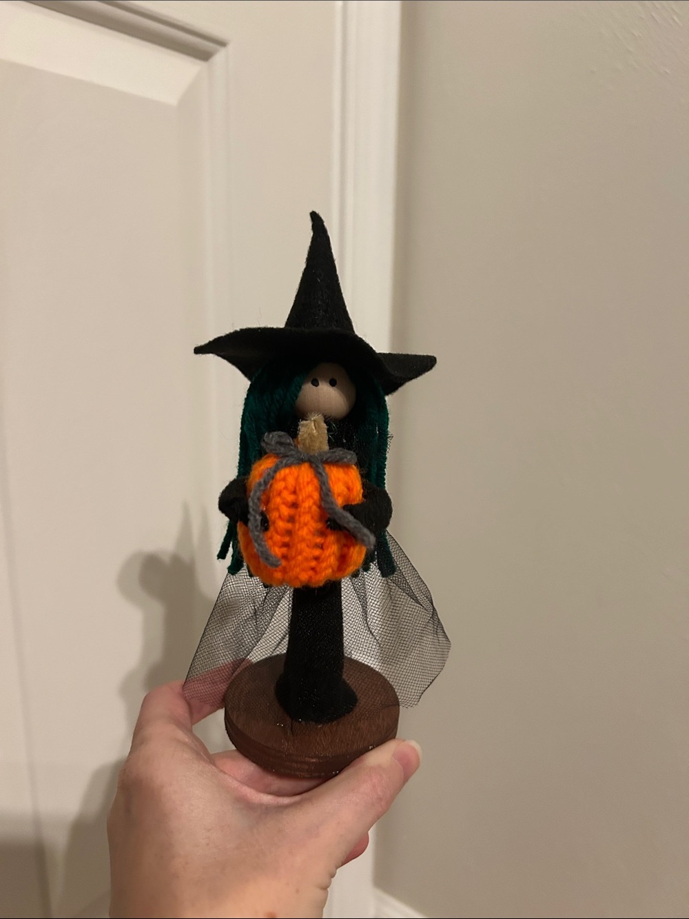 Handmade by my mom! Black Witch Costume Doll with Orange Pumpkin Accessory - Picture 5 of 6